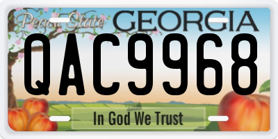 GA license plate QAC9968