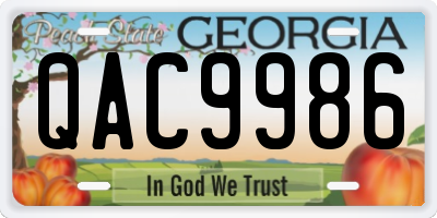 GA license plate QAC9986