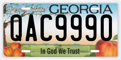 GA license plate QAC9990