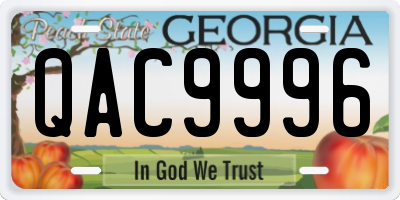 GA license plate QAC9996