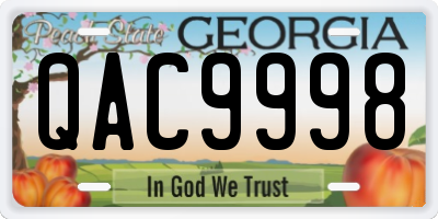 GA license plate QAC9998