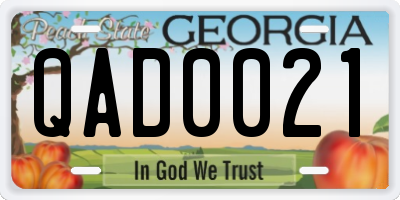 GA license plate QAD0021