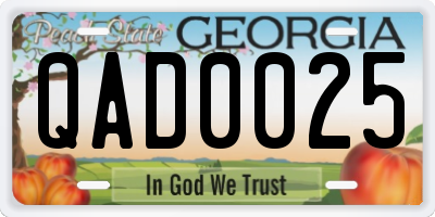 GA license plate QAD0025