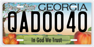 GA license plate QAD0040