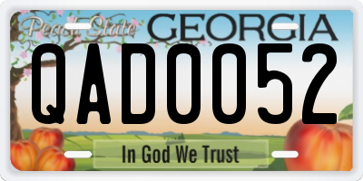 GA license plate QAD0052
