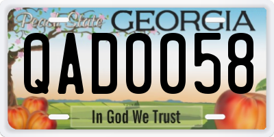 GA license plate QAD0058