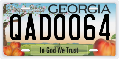 GA license plate QAD0064