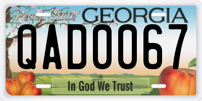 GA license plate QAD0067