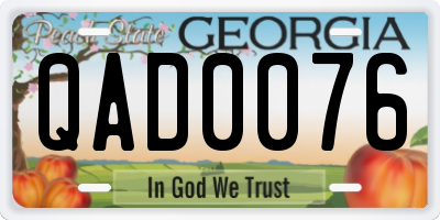 GA license plate QAD0076