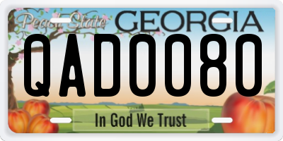GA license plate QAD0080