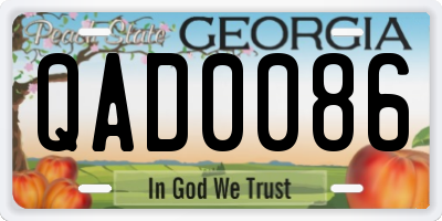 GA license plate QAD0086