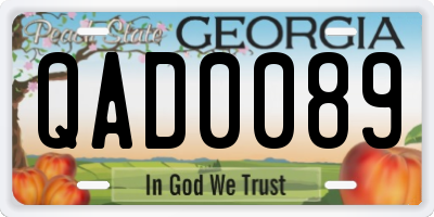 GA license plate QAD0089