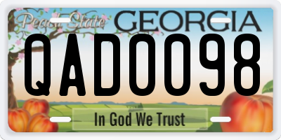 GA license plate QAD0098