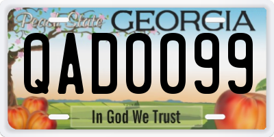 GA license plate QAD0099