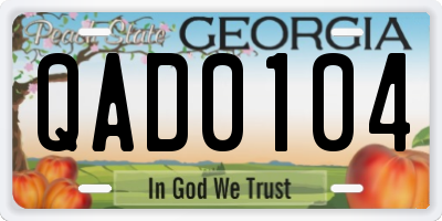 GA license plate QAD0104