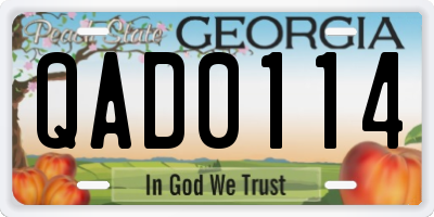 GA license plate QAD0114