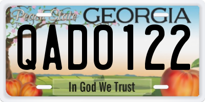 GA license plate QAD0122
