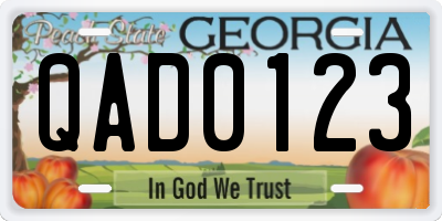 GA license plate QAD0123