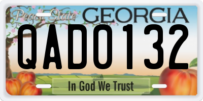 GA license plate QAD0132