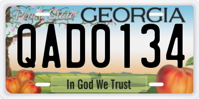 GA license plate QAD0134