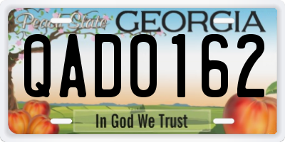 GA license plate QAD0162