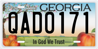 GA license plate QAD0171