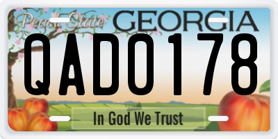GA license plate QAD0178