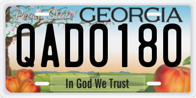 GA license plate QAD0180