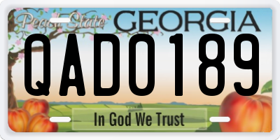GA license plate QAD0189