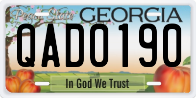 GA license plate QAD0190