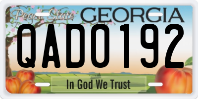 GA license plate QAD0192