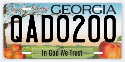 GA license plate QAD0200