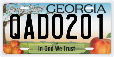 GA license plate QAD0201