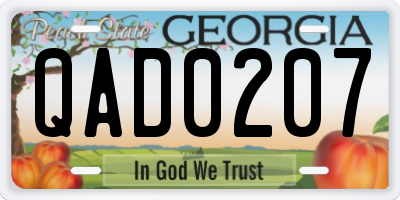 GA license plate QAD0207