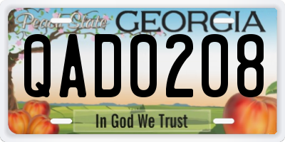 GA license plate QAD0208