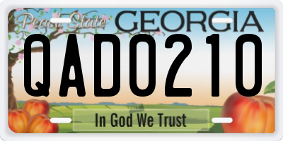 GA license plate QAD0210