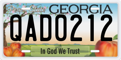 GA license plate QAD0212