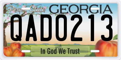 GA license plate QAD0213