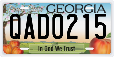 GA license plate QAD0215