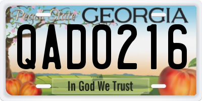 GA license plate QAD0216