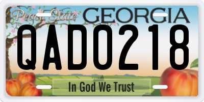 GA license plate QAD0218