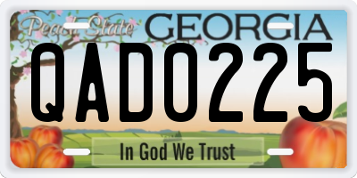 GA license plate QAD0225