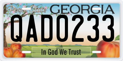 GA license plate QAD0233