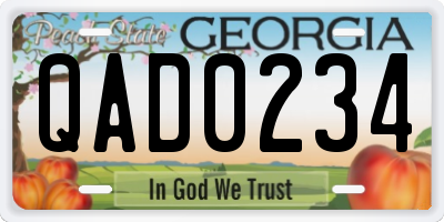 GA license plate QAD0234