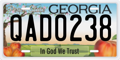 GA license plate QAD0238