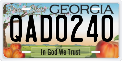 GA license plate QAD0240