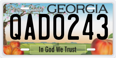 GA license plate QAD0243