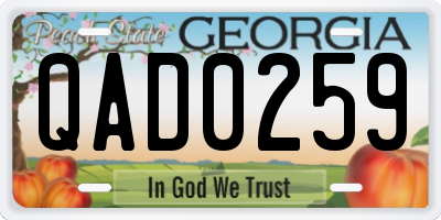 GA license plate QAD0259