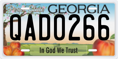 GA license plate QAD0266