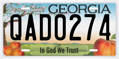 GA license plate QAD0274